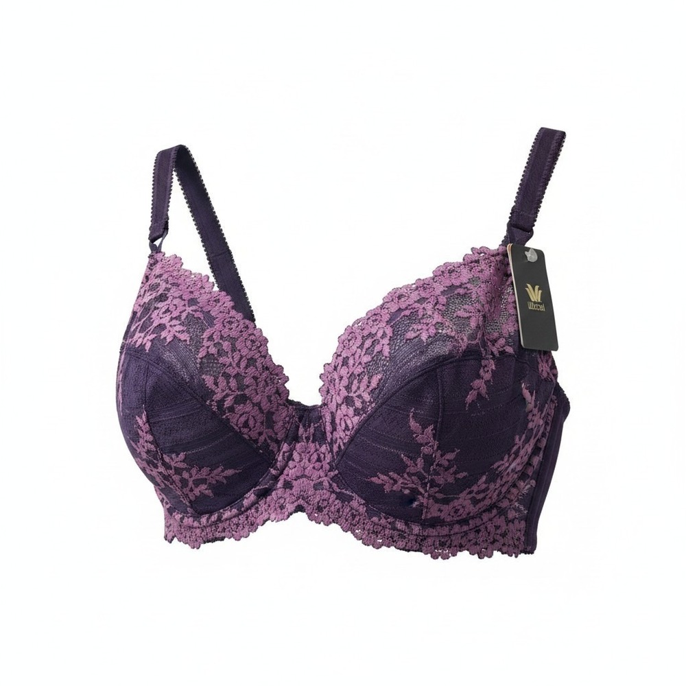 Wacoal Embrace Lace Underwired Bra Semi-Sheer Unlined Cups 65191 Purple 34DD